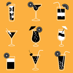 Wall Mural - Collection of party cocktails with alcohol