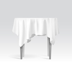 Wall Mural - Vector Empty Round Table with Tablecloth
