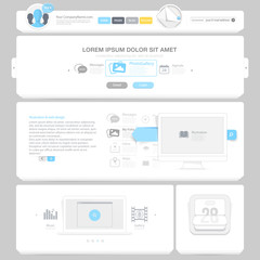 Wall Mural - flat website design template with icons and symbols