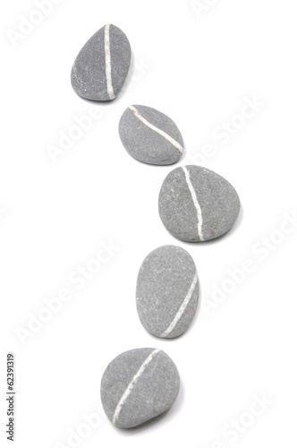 Fotografie, Obraz Five stepping stones with white stripes arranged