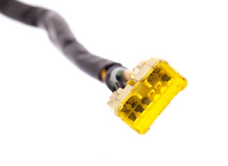 Yellow connection plug isolated