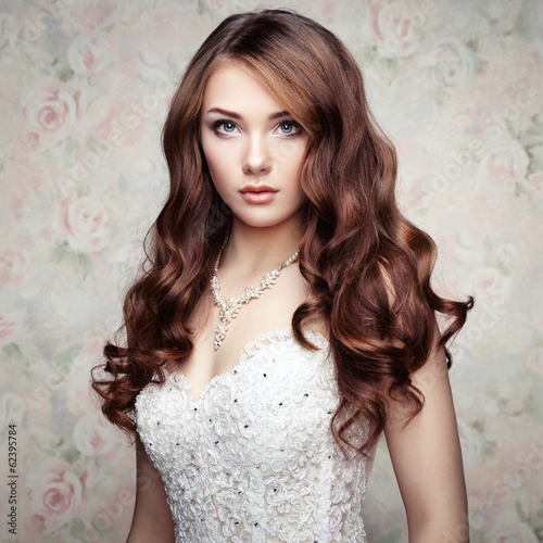 Plakat na zamówienie Portrait of beautiful sensual woman with elegant hairstyle. Wedd