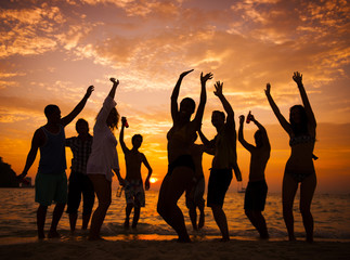 Group of People Party on the Beach