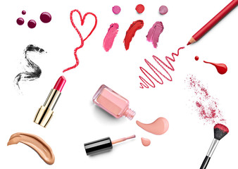 Wall Mural - make up beauty lipstick nail polish liquid powder mascara pencil