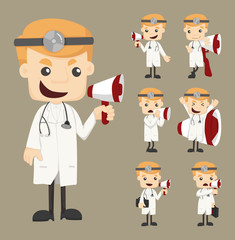 Wall Mural - Set of doctor with loud speaker