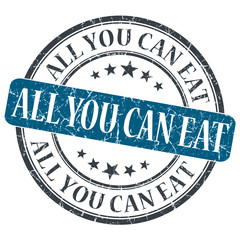 Canvas Print - All You Can Eat blue grunge round stamp on white background