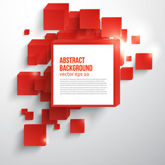 Wall Mural - vector square. abstract background card and red. 3d