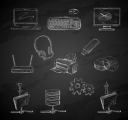 Sticker - Business computer icons set