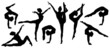 Leinwandbild Motiv silhouette gymnast dancer, set of ballerina female flexible pose