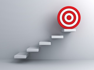 Poster - Steps with goal target business concept over white wall
