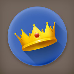 Sticker - Royal crown, long shadow vector icon