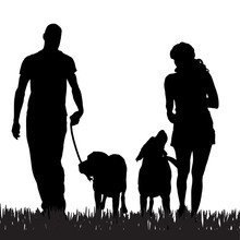Vector Silhouette Of A Family.