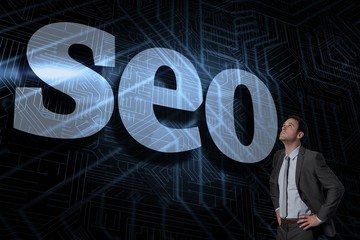 Poster - Seo against futuristic black and blue background