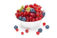 Assorted Fresh Seasonal Berries In A Bowl Isolated