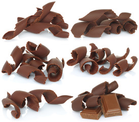 Aufkleber - Chocolate shavings set on white background
