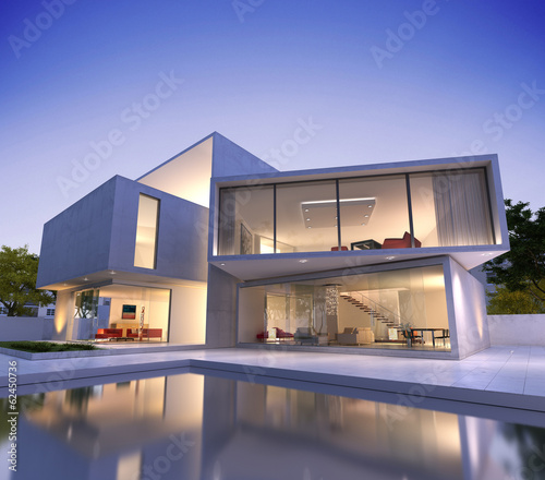 Fotografía Contemporary house with pool