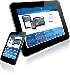Wall Mural - tablet pc and smart phone