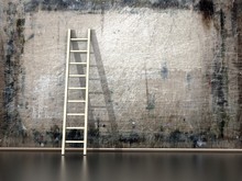 Dirty Grunge Wall With Wooden Ladder