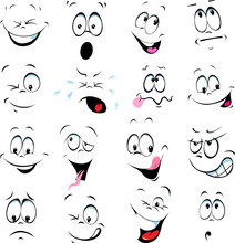 Illustration Of Cartoon Faces On A White Background