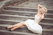 Vogue style Bride woman in wedding dress retro luxury