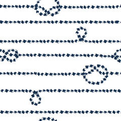 Wall Mural - Navy rope and knots striped seamless pattern in blue white