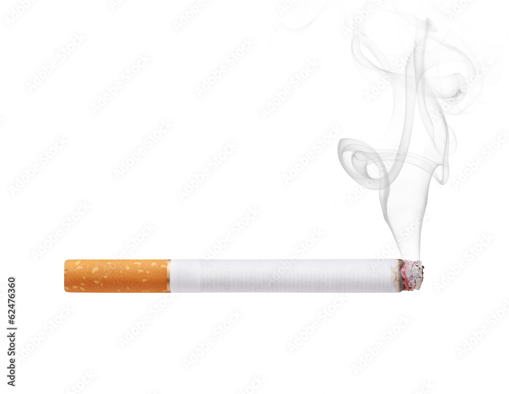 cigarette white background Smoking cigarette isolated on white background Stock Photo