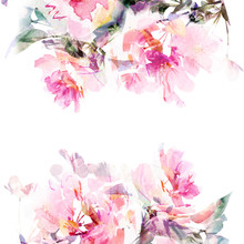 Floral Watercolor Background. Roses.