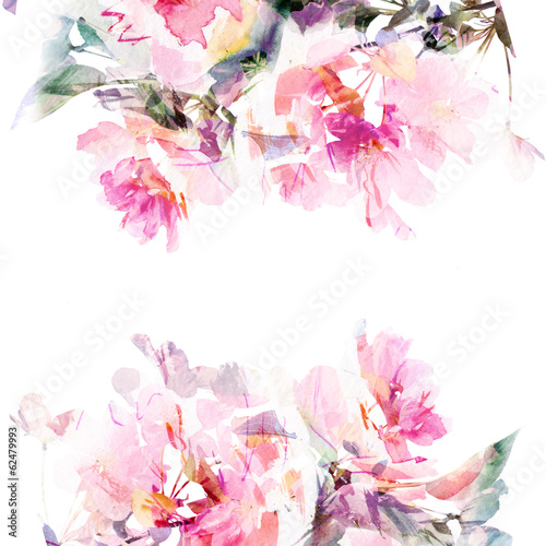 Dekoracja na wymiar  kwiatowy-tle-akwarela-roze