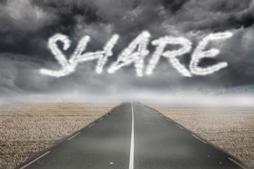 Poster - Share against misty brown landscape with street