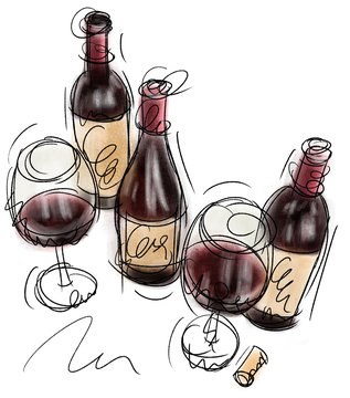 Wine Bottles and Glasses