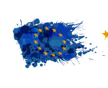 Europian Union Flag Made Of Colorful Splashes