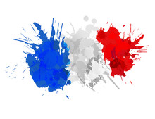 French Flag Made Of Colorful Splashes
