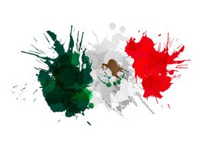 Wall Mural - Mexican flag made of colorful splashes