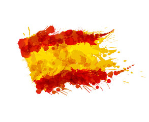 Wall Mural - Spanish flag made of colorful splashes