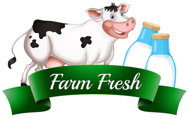 Wall Mural - A cow with a farm fresh label