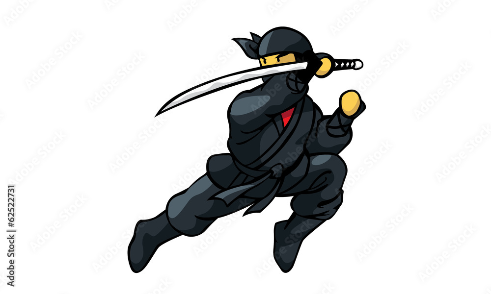 Ninja Flying Slash Stock Vector