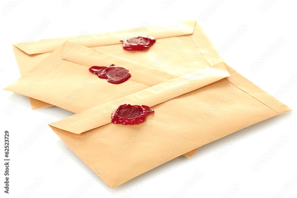 old letters isolated on white