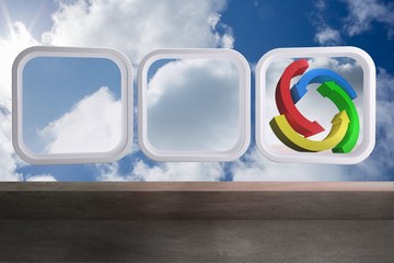 Poster - Composite image of arrows in sky on abstract screen