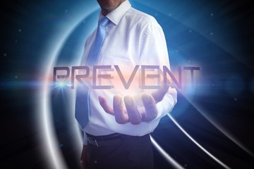 Aufkleber - Businessman presenting the word prevent