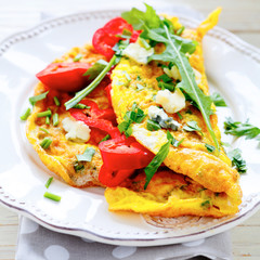 Poster - breakfast with fried eggs and vegetables