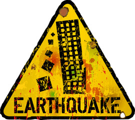 danger sign, earthquake warning sign, vector