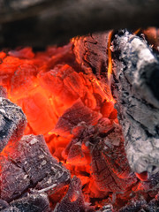 Gros plan braise feu de bois