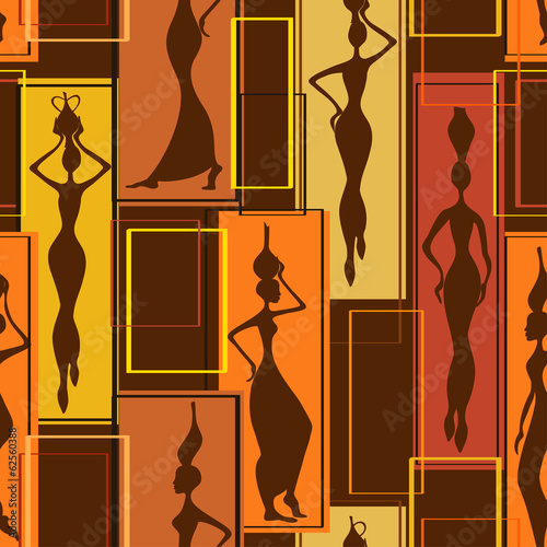 Naklejka ścienna Seamless pattern of African women