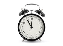 Black Old Style Alarm Clock With Clipping Path