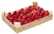 a box of strawberries on white background