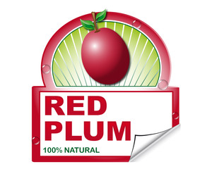 Wall Mural - Red plum's label for marketplace