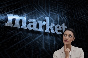 Poster - Market against futuristic black and blue background