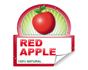 Wall Mural - Red apple's label for marketplace