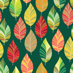 Fototapete - Background of leaves. Seamless vector illustration.