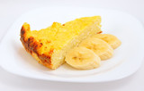 Fototapeta Mapy - Cottage cheese baked pudding with bananas